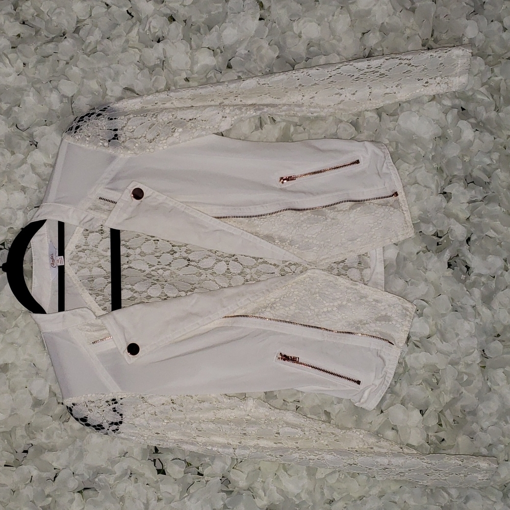 moto jackets in cream/white color